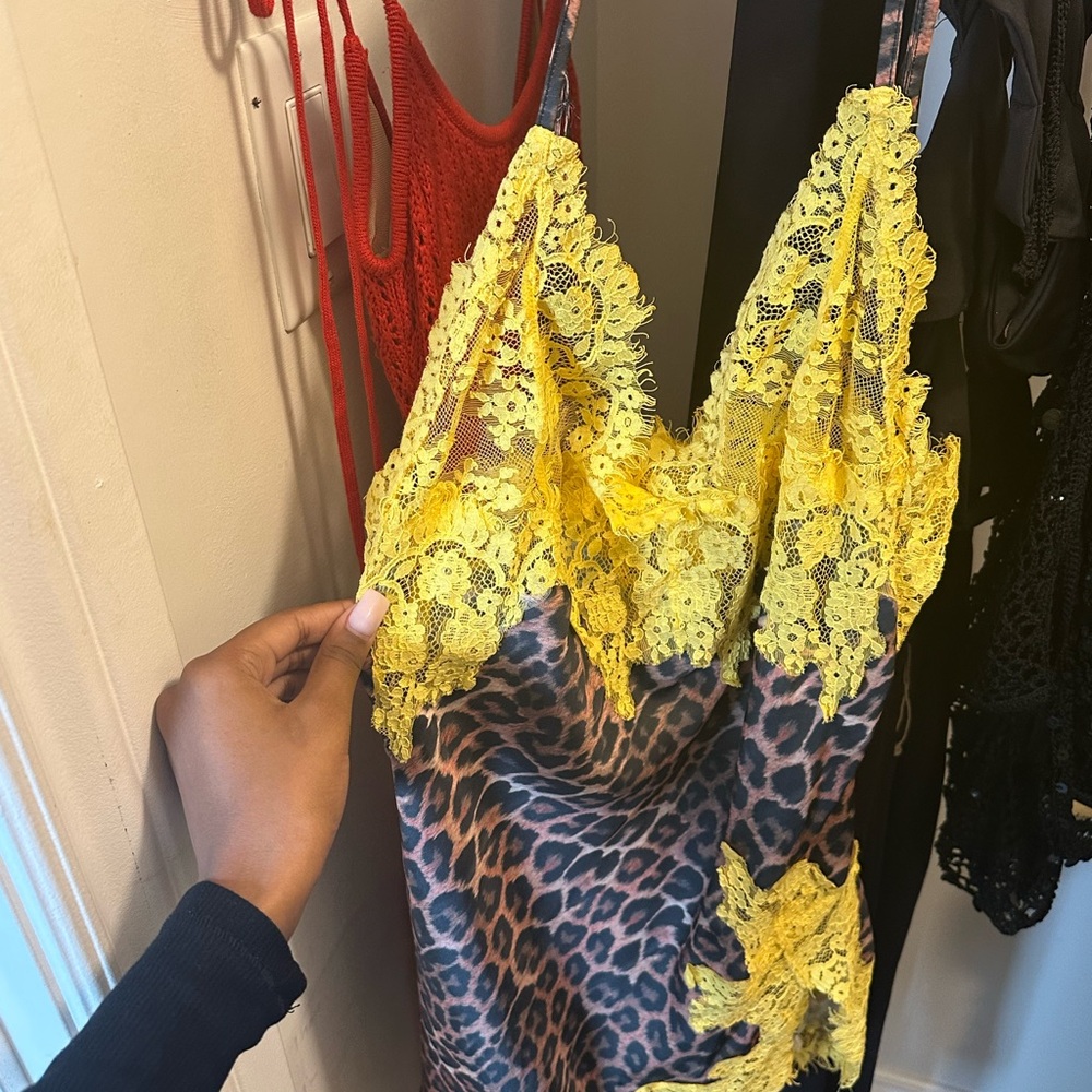 IAMGIA Leopard Print Dress with Yellow Lace